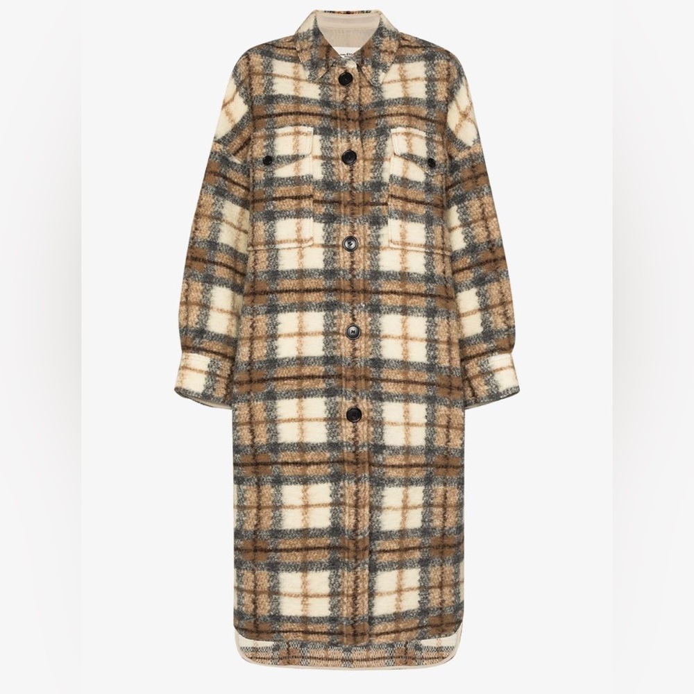 Isabel Marant Etoile Gabrion Checkered Jacket - Brown and Cream